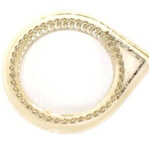 CHANEL Logos Clear Lucite Chain Bangle Bracelet 7.5" Gold Tone 97P Auth #10989